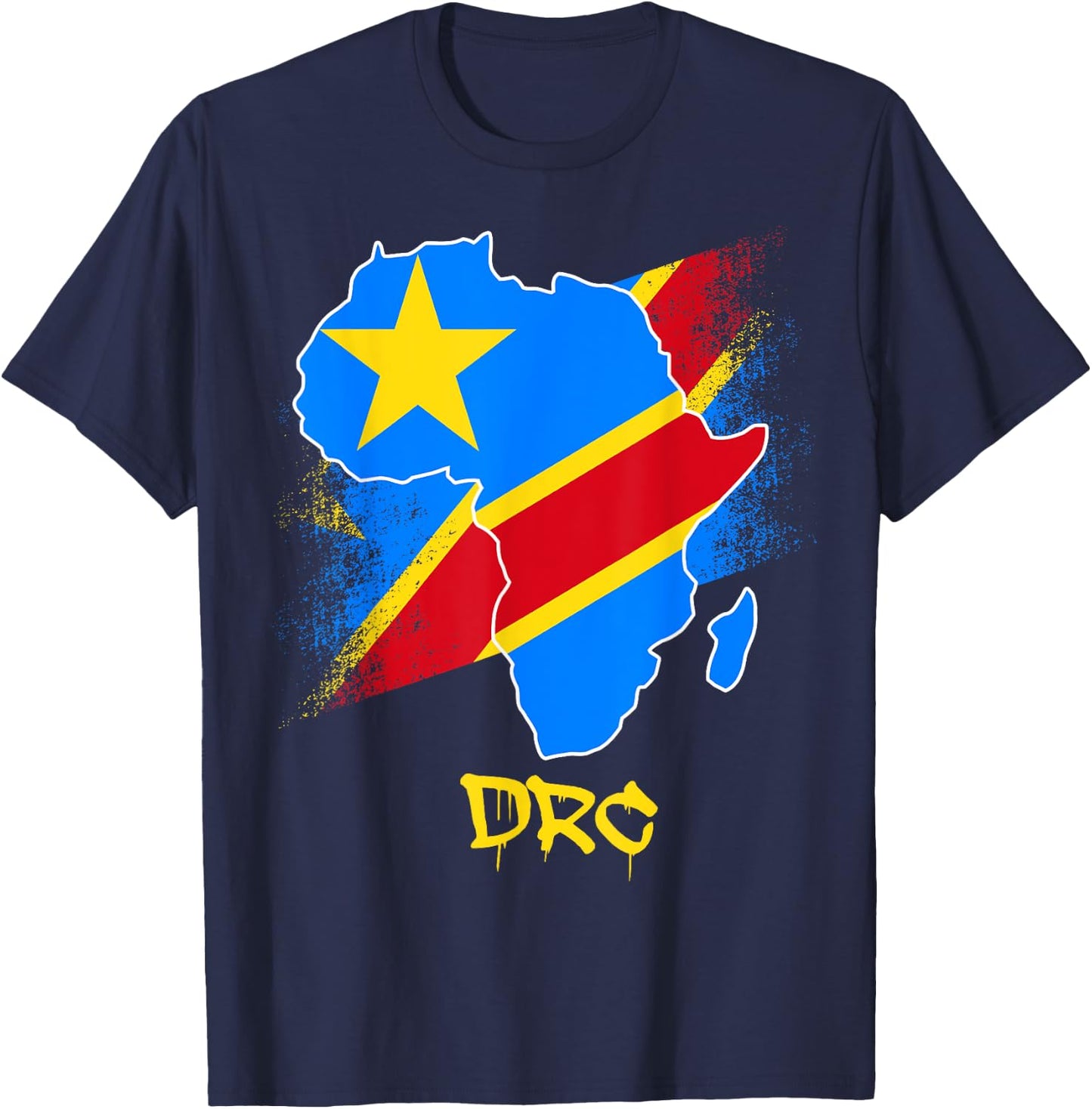 DR Congo flag in Africa Map Love RDC DRC Republic Of Congo T-Shirt - T-Shirt | Navy