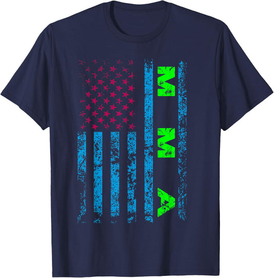 American USA Flag MMA Mixed Martial Arts Fighter Vintage T-Shirt - T-Shirt | Navy