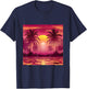 Synthwave Retro Vaporwave Tropical Palm Trees Sunset 90s Art T-Shirt - T-Shirt | Navy