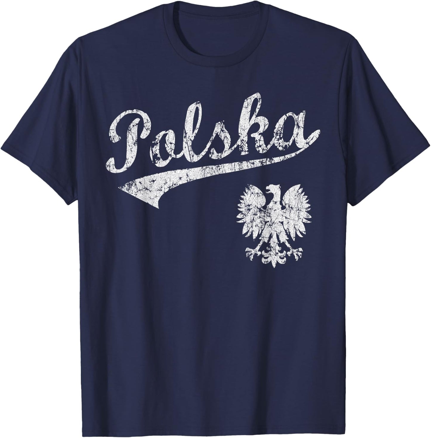 Vintage Fade Polska Polish American Poland Men Women Kids T-Shirt - T-Shirt | Navy