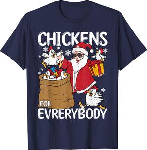 Chickens for Everybody Christmas Chicken Funny T-Shirt - T-Shirt | Navy