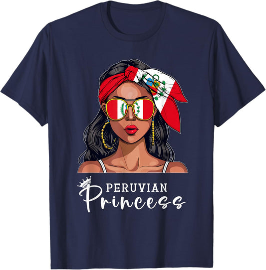Peruvian Souvenirs Products Woman Flag Princess Peru T-Shirt - T-Shirt | Navy