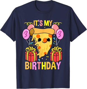 Its My 3rd Birthday Pizza T-Shirt - T-Shirt | Navy