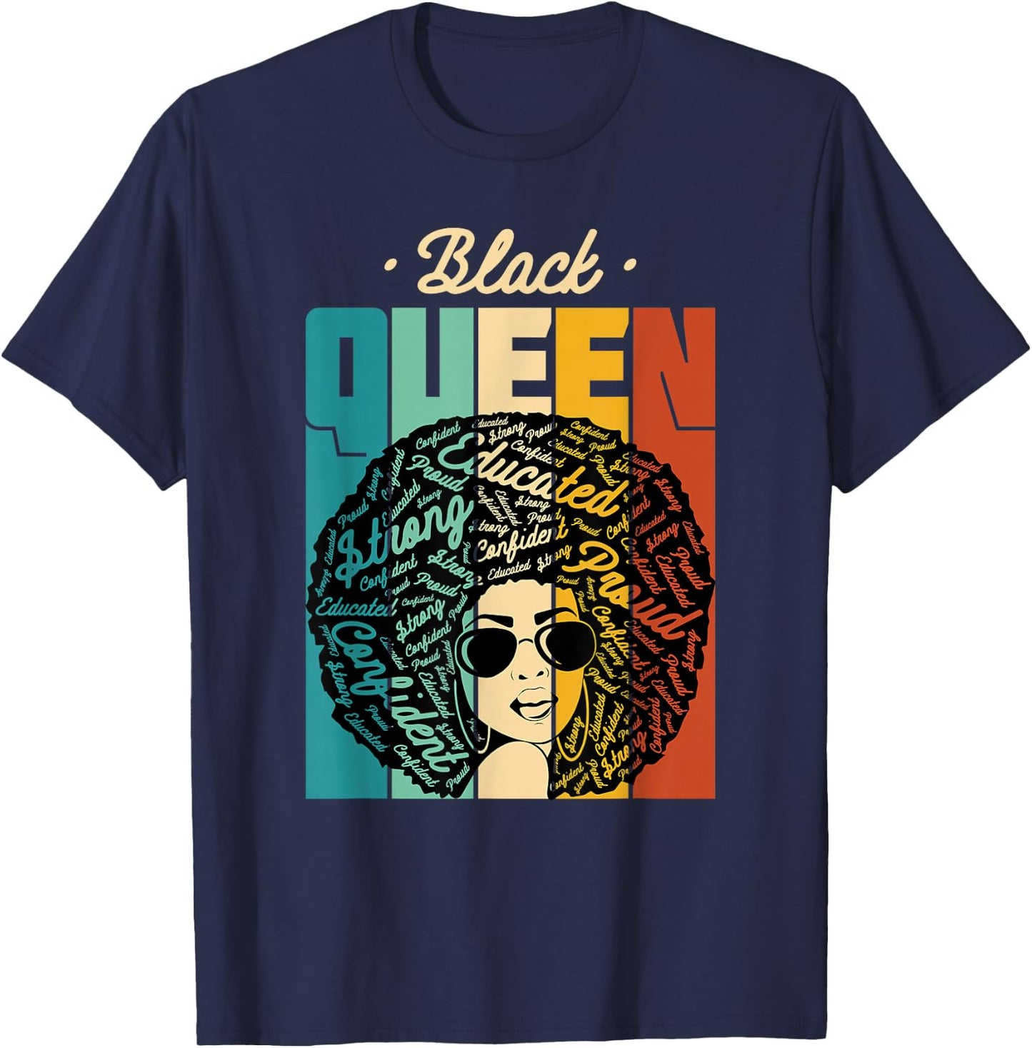 Black Queen - Black History Month & Pride Gift T-Shirt - T-Shirt | Navy