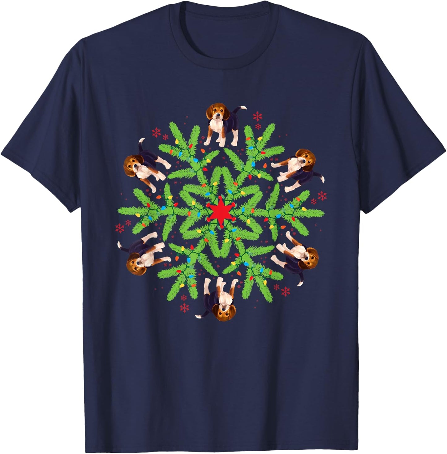 Christmas Snowflake Beagle T-Shirt - T-Shirt | Navy