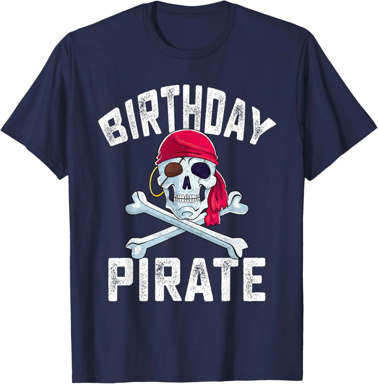 Birthday Pirate Crossbones Skull Family Halloween Themed T-Shirt - T-Shirt | Navy