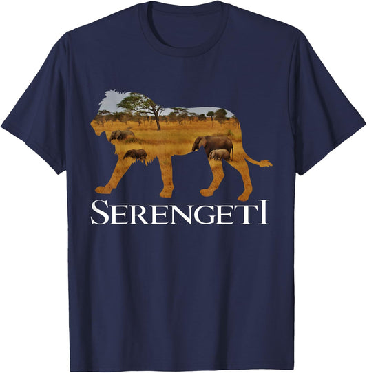 Serengeti African Lion - Elephants in Africa - Cool Tourist T-Shirt - T-Shirt | Navy