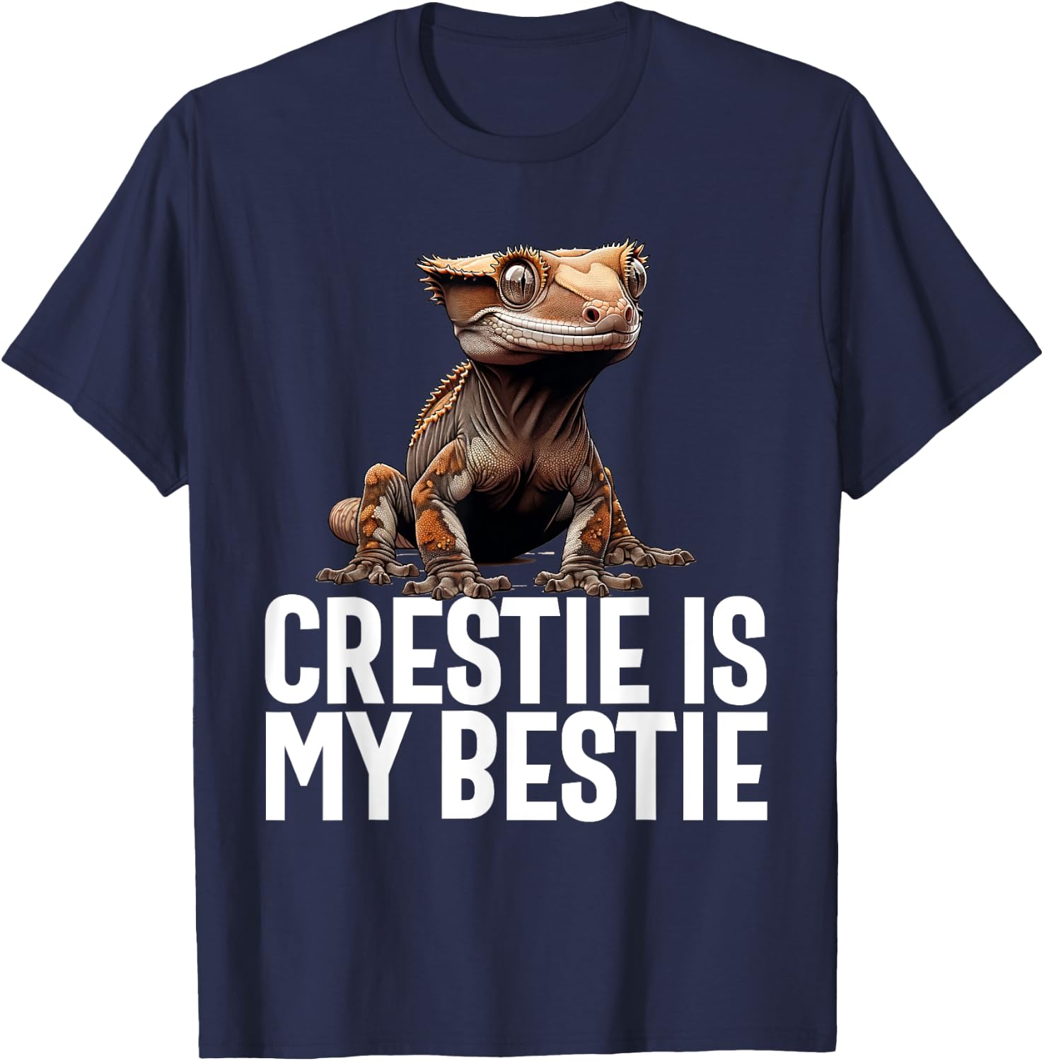 Crested Gecko Men Women Lizard Eyelash Gecko Herpetologist T-Shirt - T-Shirt | Navy