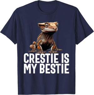 Crested Gecko Men Women Lizard Eyelash Gecko Herpetologist T-Shirt - T-Shirt | Navy