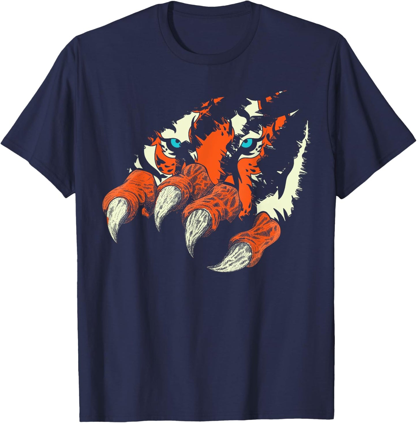 Wildlife Animal Predator Wild Cat Claws Tiger Eyes Tiger T-Shirt - T-Shirt | Navy