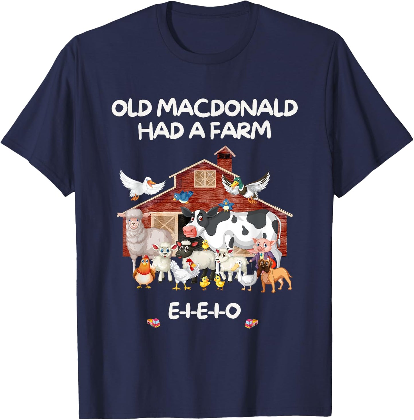 Old MacDonald Had a Farm E-I-E-I-O Boy Toddler Kids Birthday T-Shirt - T-Shirt | Navy