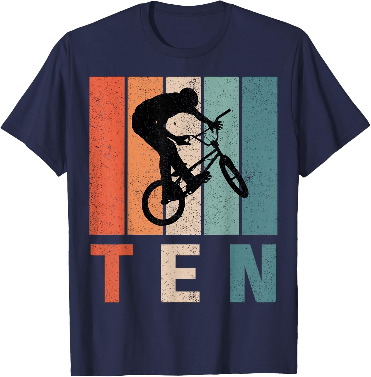 10th Birthday Retro BMX Bicycle Bike Boys Kids 10 Years Old T-Shirt - T-Shirt | Navy
