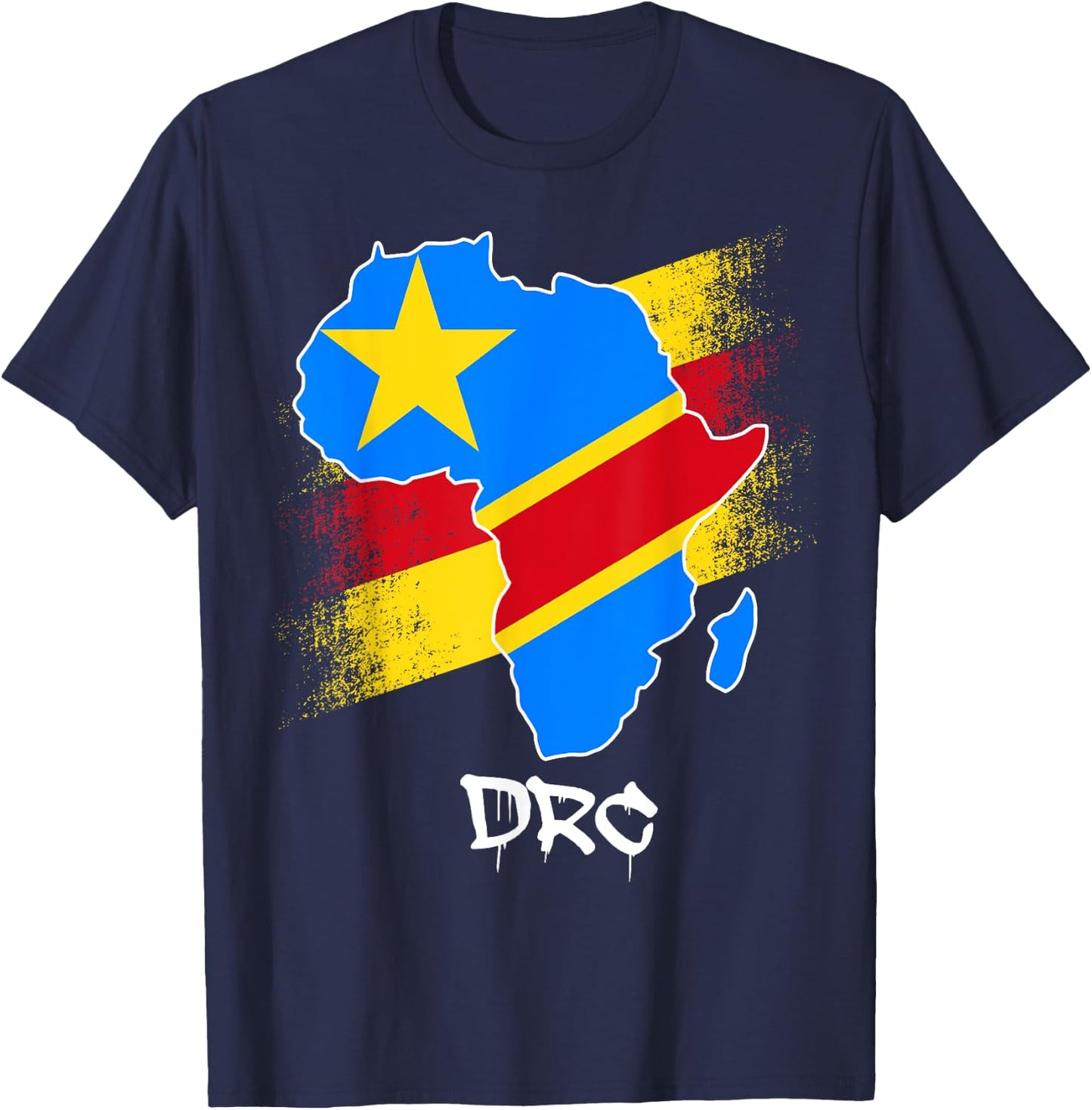 DR Congo flag in Africa Map Love RDC DRC Republic Of Congo T-Shirt - T-Shirt | Navy