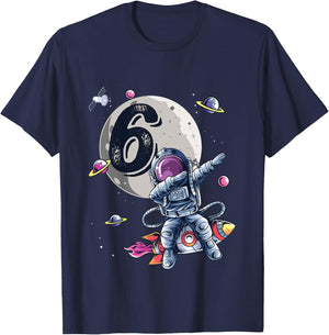 Kids 6 Years Old Birthday Boy Astronaut Gifts Space 6th B-Day T-Shirt - T-Shirt | Navy