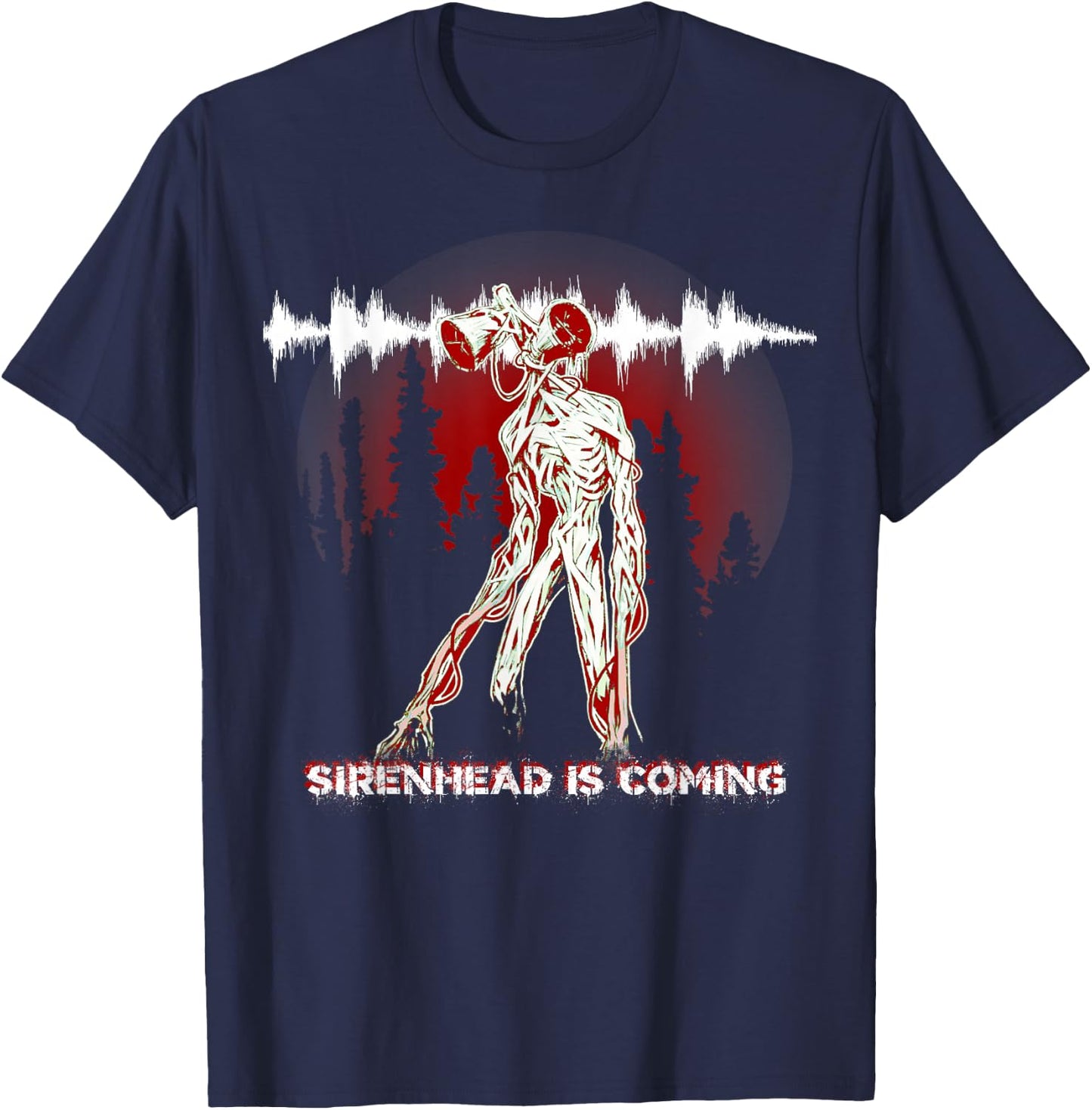 Creepy Creature Siren Head Creepypasta Horror Halloween Meme T-Shirt - T-Shirt | Navy
