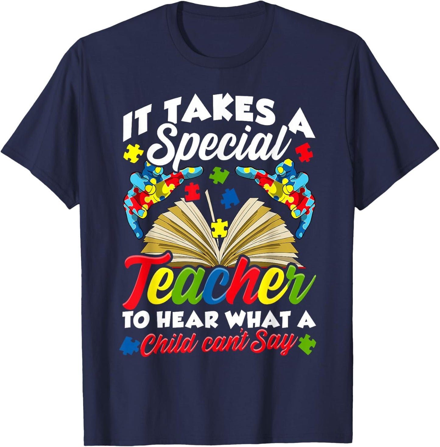 Autism Awareness Teacher Shirts It Takes A Special Teacher T-Shirt - T-Shirt | Navy