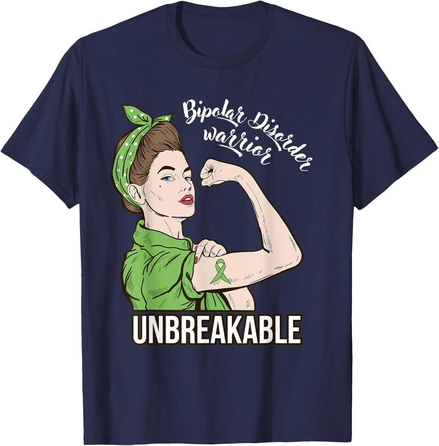 Bipolar Disorder Awareness Warrior Unbreakable Her Support T-Shirt - T-Shirt | Navy