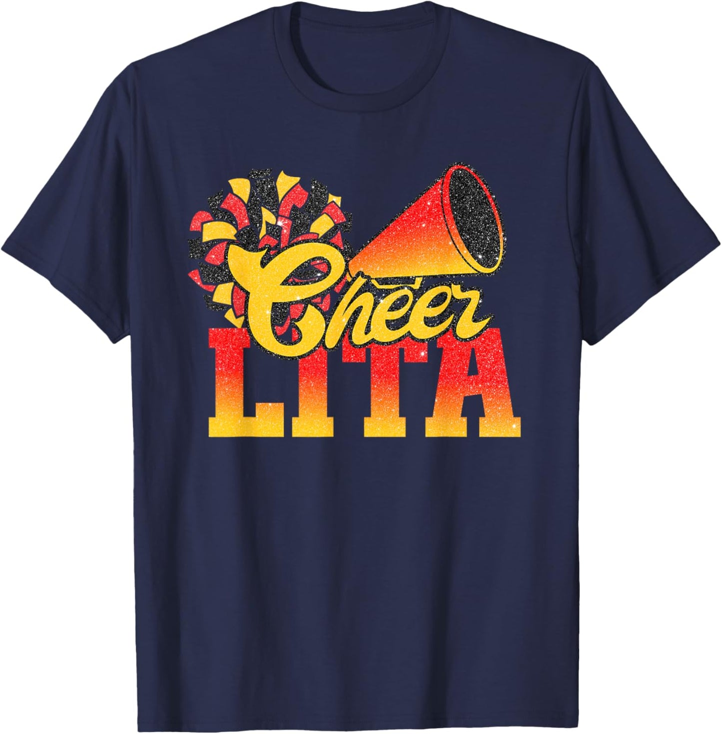Orange Red Gold Pom Pom T-Shirt - T-Shirt | Navy