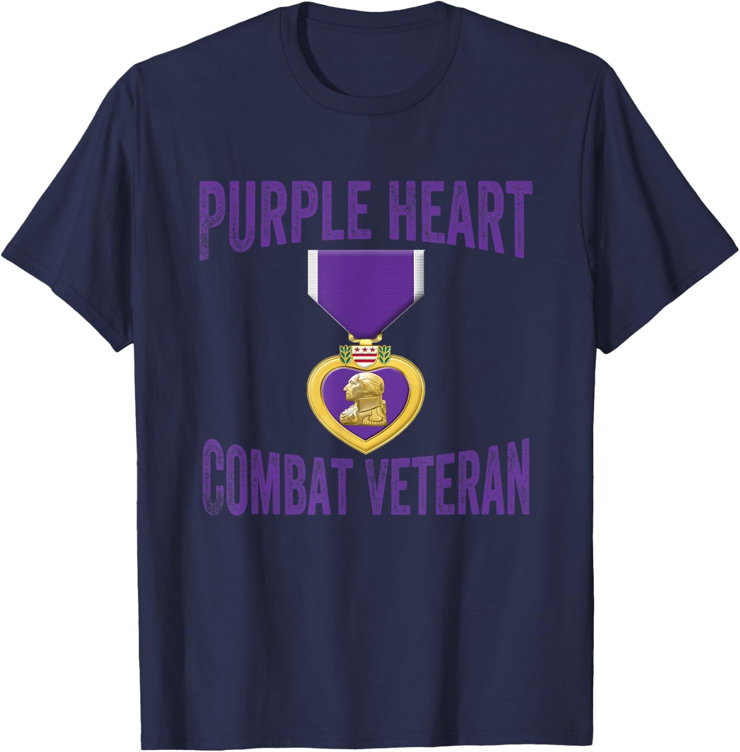 Purple Heart Combat Veteran - purple heart medal T-Shirt - T-Shirt | Navy