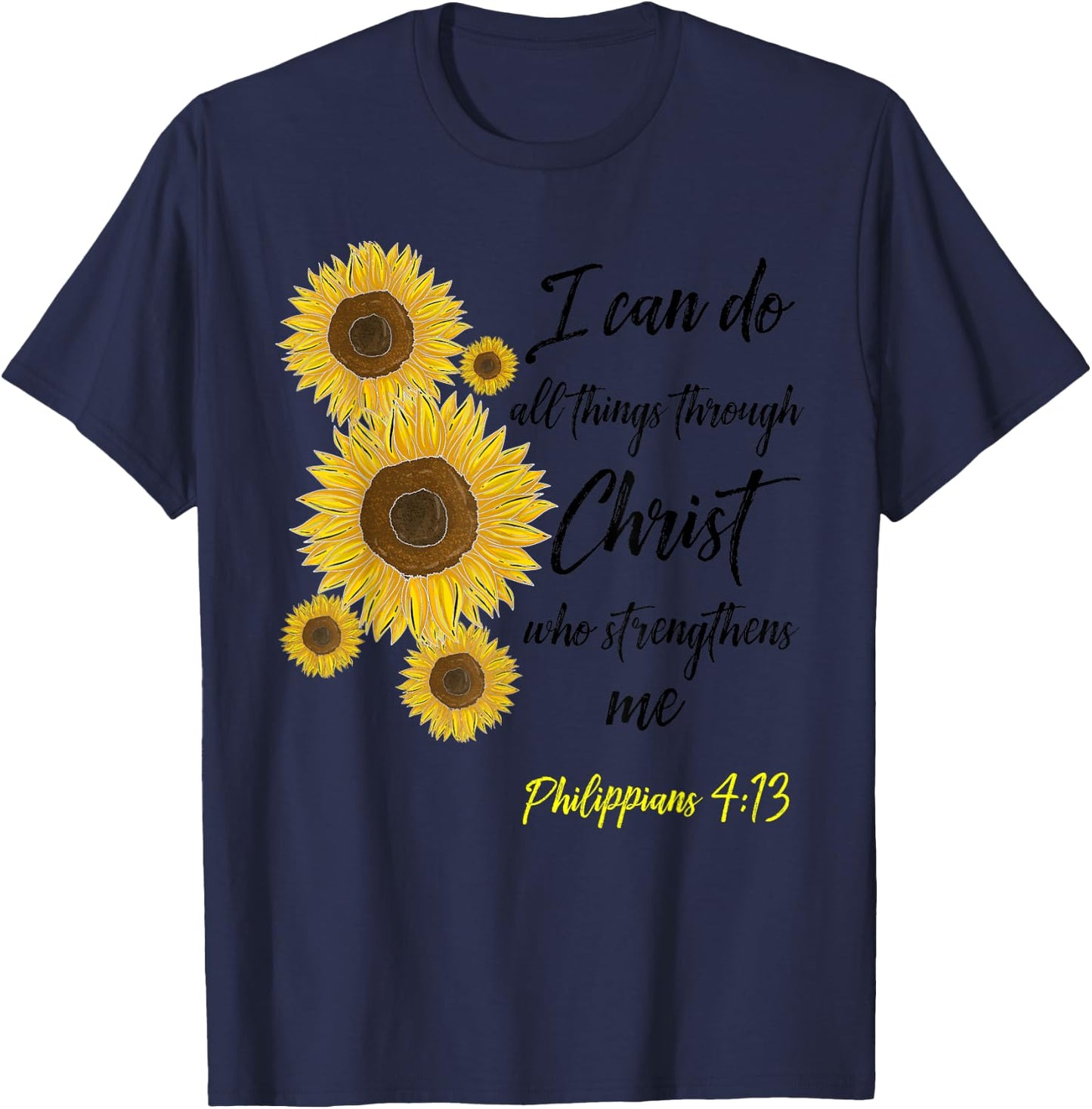 Cute Christian Sunflower Gift | Best Religious Women Moms T-Shirt - T-Shirt | Navy