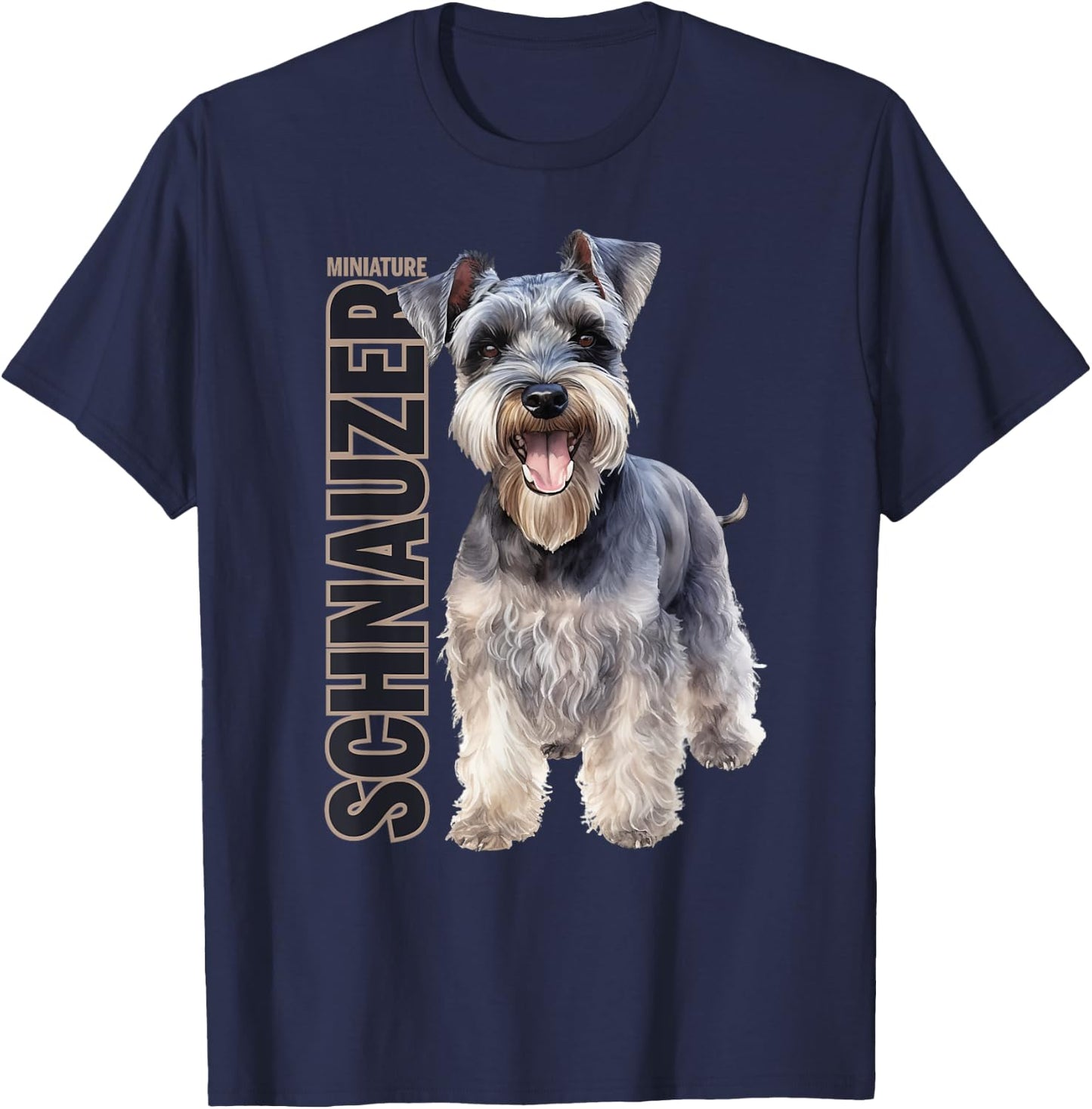 Miniature Schnauzer Watercolor T-Shirt - T-Shirt | Navy