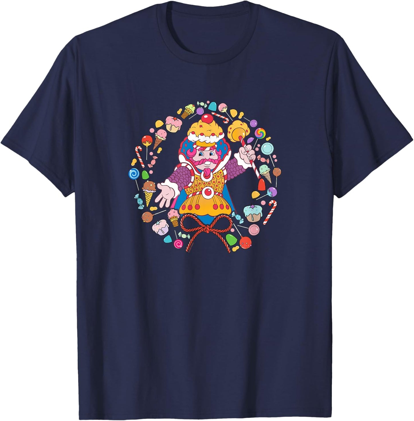 Candy Land Christmas King Kandy Wreath T-Shirt - T-Shirt | Navy