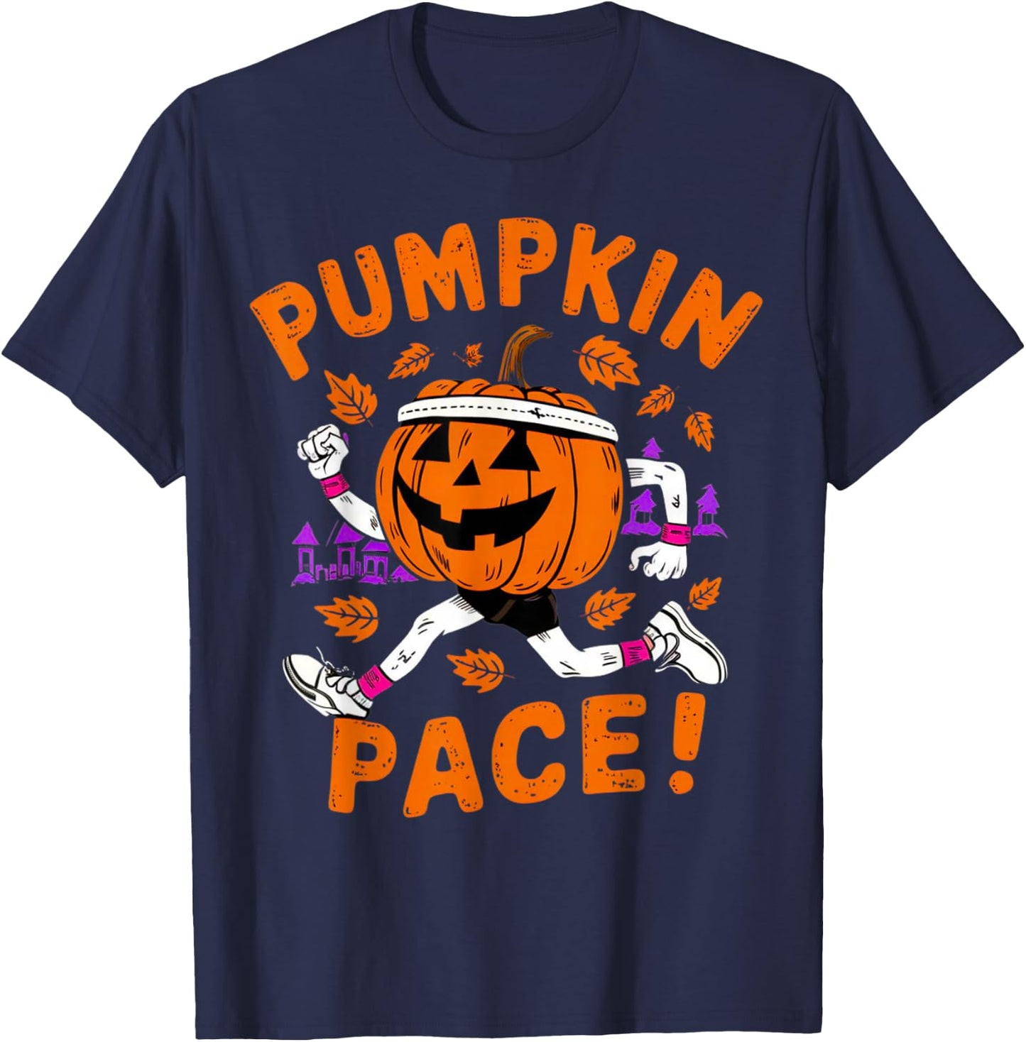 Funny Runner Costume Halloween Pumpkin Running Marathon Team T-Shirt - T-Shirt | Navy