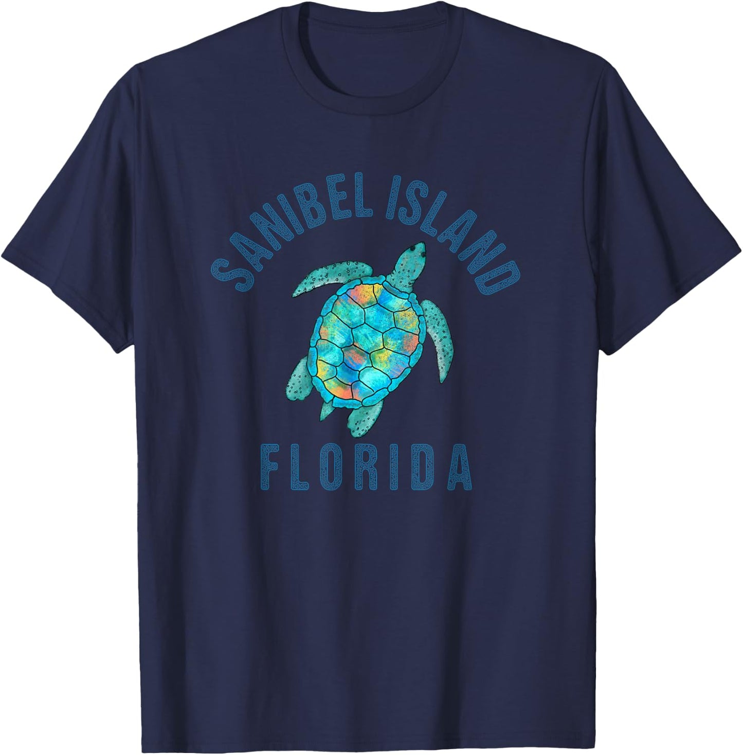Sanibel Island Beach Design / Sea Turtle Illustration Gift T-Shirt - T-Shirt | Navy