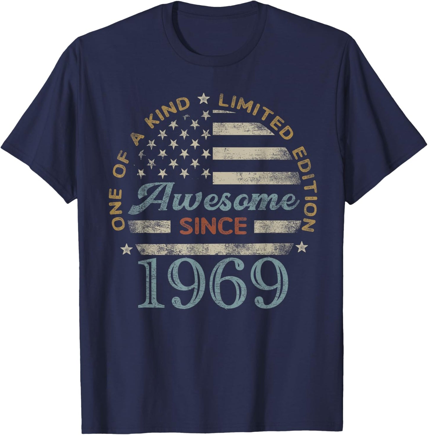 Awesome Since 1969 One of a Kind US Flag T-Shirt - T-Shirt | Navy