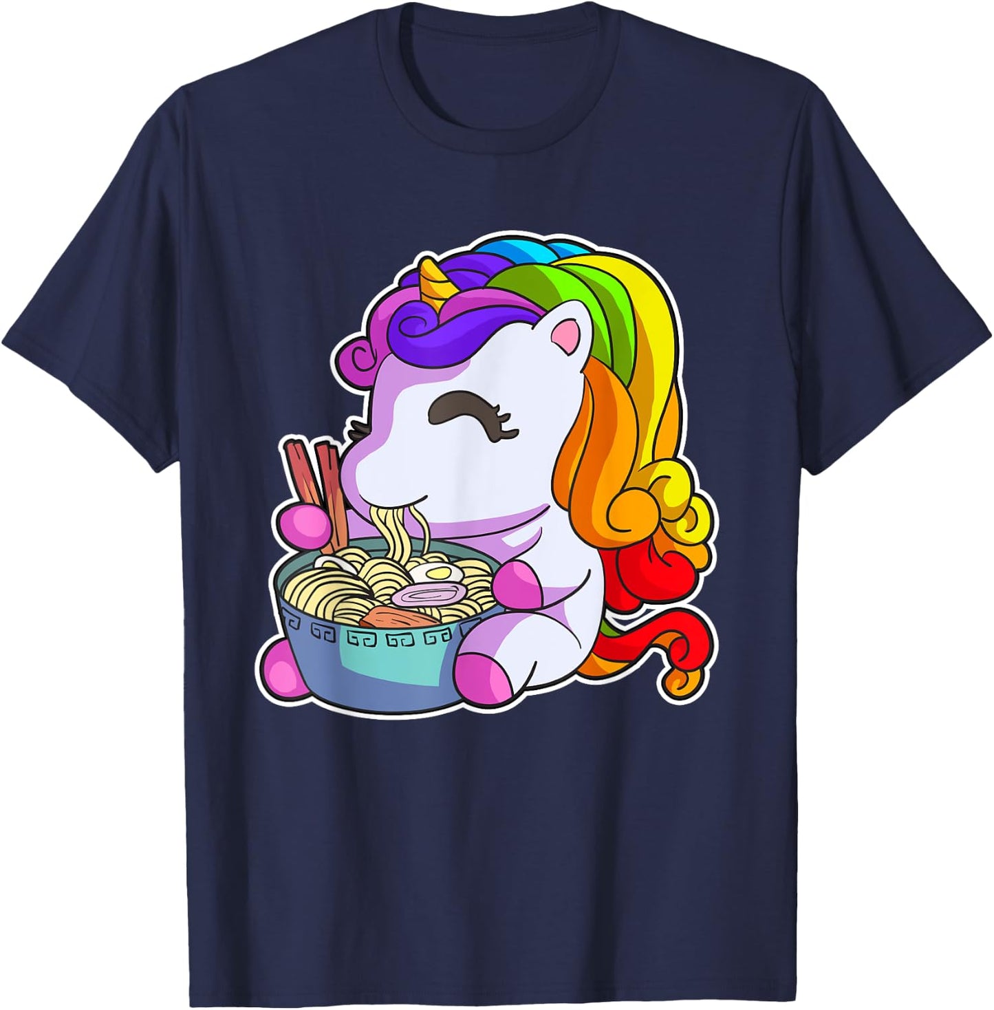 Kawaii Ramen Shirt Women Ramen Noodles Gift Unicorn Girls T-Shirt - T-Shirt | Navy