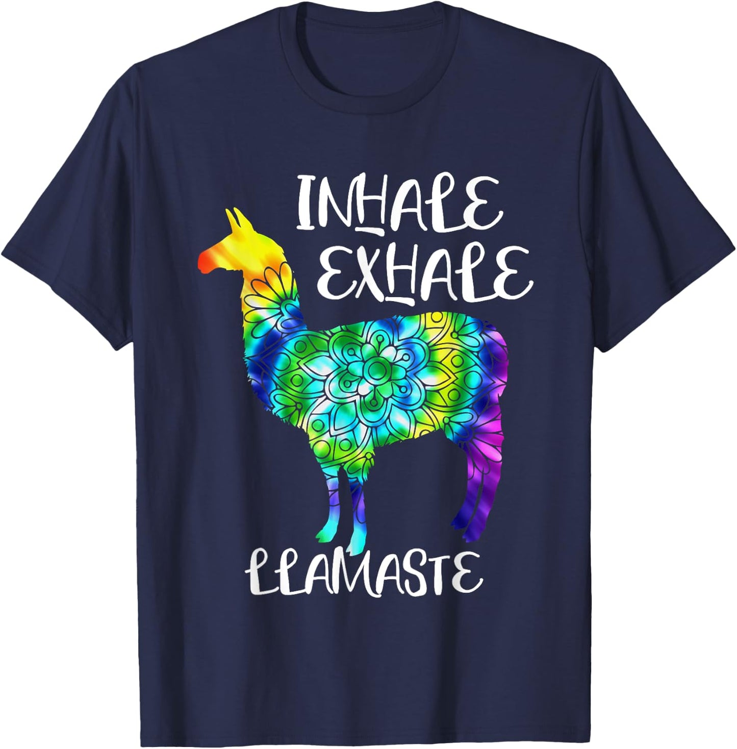 Inhale Exhale Llamaste Namaste Llama ,Cute Llama Yoga T-Shirt - T-Shirt | Navy
