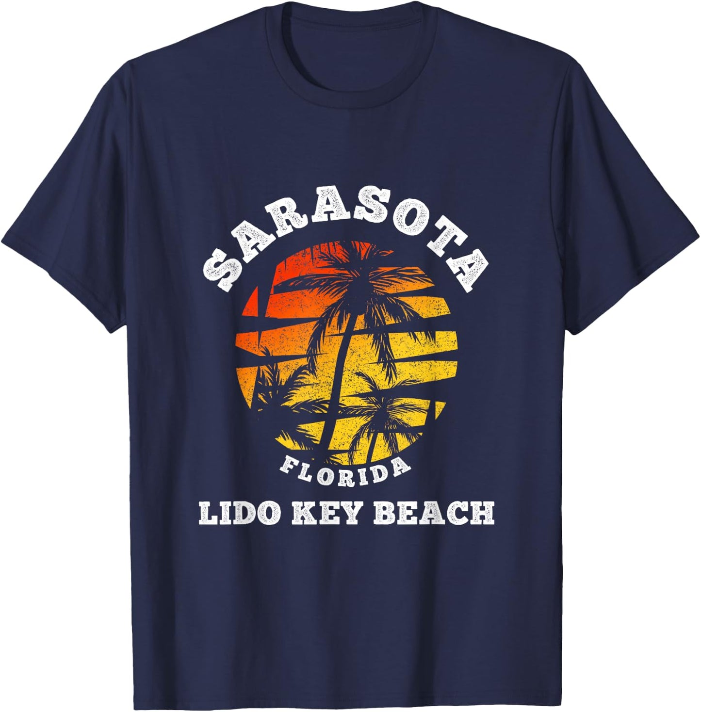 Lido Key Beach Florida Sarasota Retro Beach Summer Holiday T-Shirt - T-Shirt | Navy