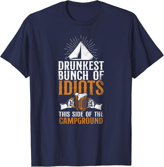 Camping Drunkest Bunch This Side Of The Campground Alcohol T-Shirt - T-Shirt | Navy