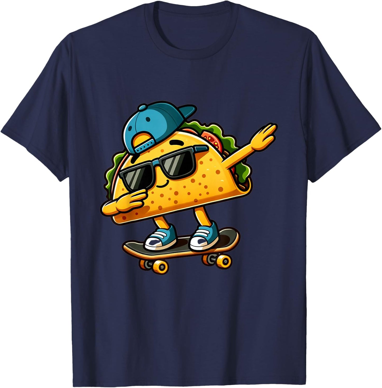 Dabbing Taco Skater Fun T-Shirt - T-Shirt | Navy