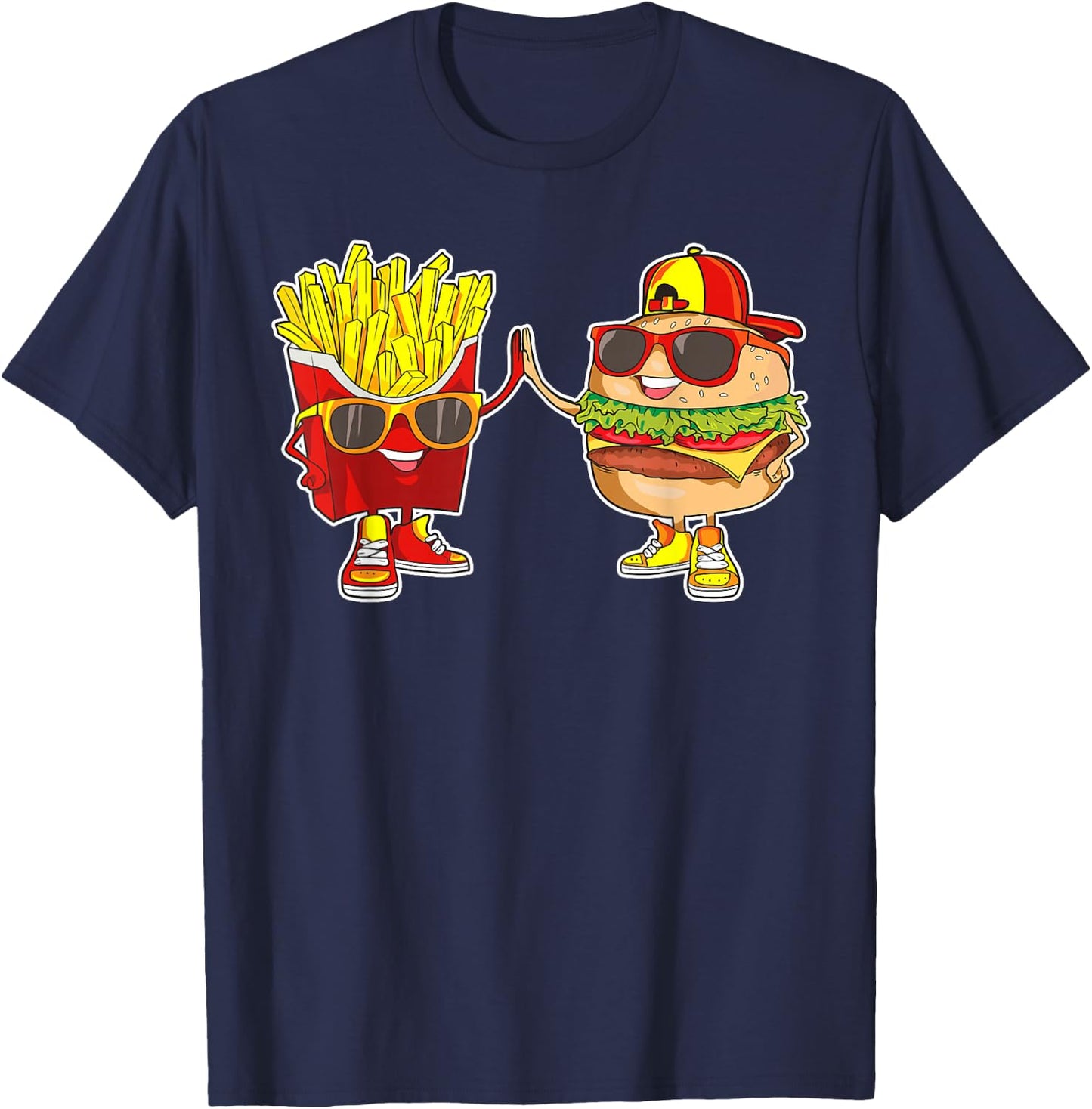 Burger and Fries Trendy Weird BFF Fast Food Who Love Summer T-Shirt - T-Shirt | Navy