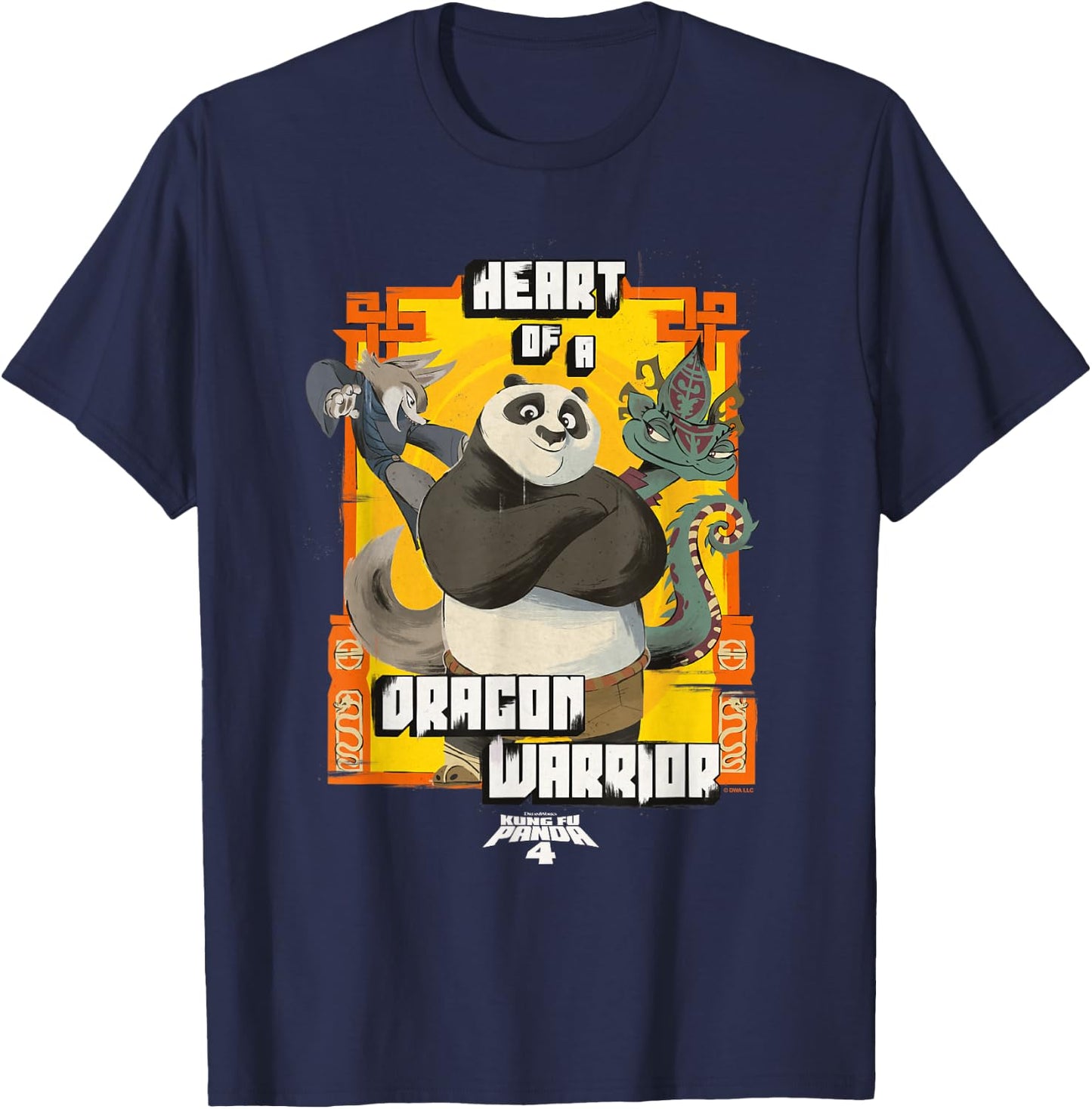 Kung Fu Panda 4 Heart Of A Dragon Warrior Vintage Portrait T-Shirt - T-Shirt | Navy