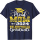 Proud Mom of 2024 Valedictorian Class 2024 Graduate T-Shirt - T-Shirt | Navy