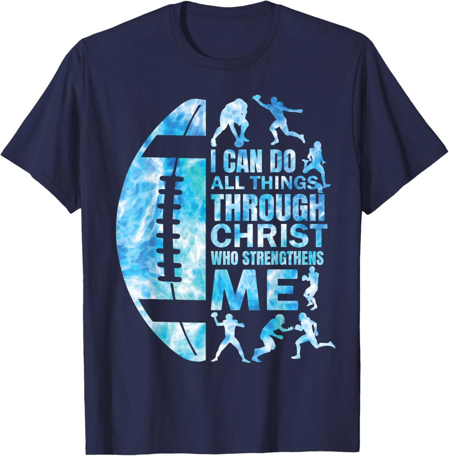 Football-Shirt Christian Women Boys Men Christ Religious T-Shirt - T-Shirt | Navy