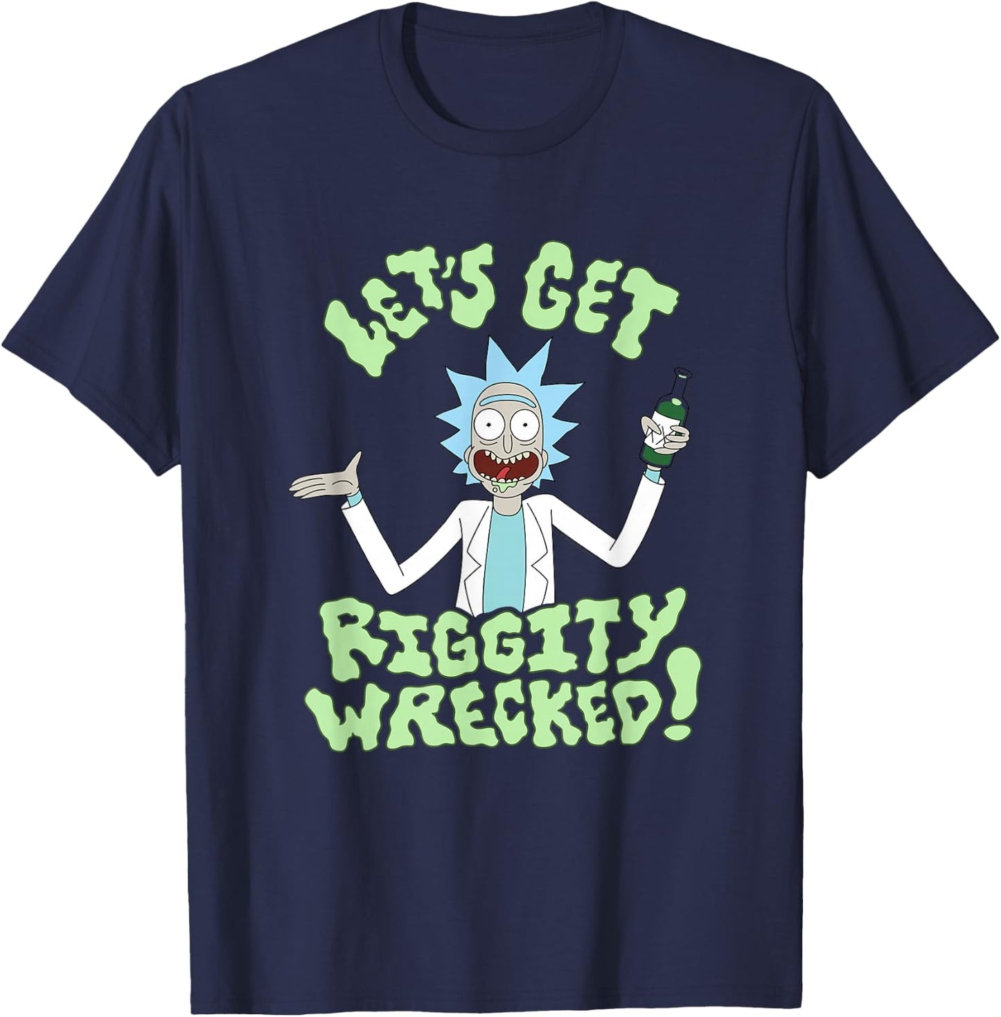Rick and Morty Lets Get Riggity Wrecked T-Shirt - T-Shirt | Navy