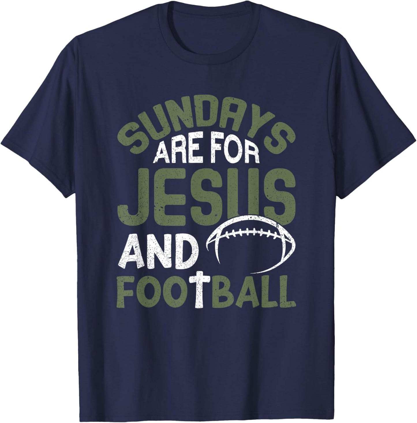 Sundays Are For Jesus & Football Draft Day Fantasy Football T-Shirt - T-Shirt | Navy