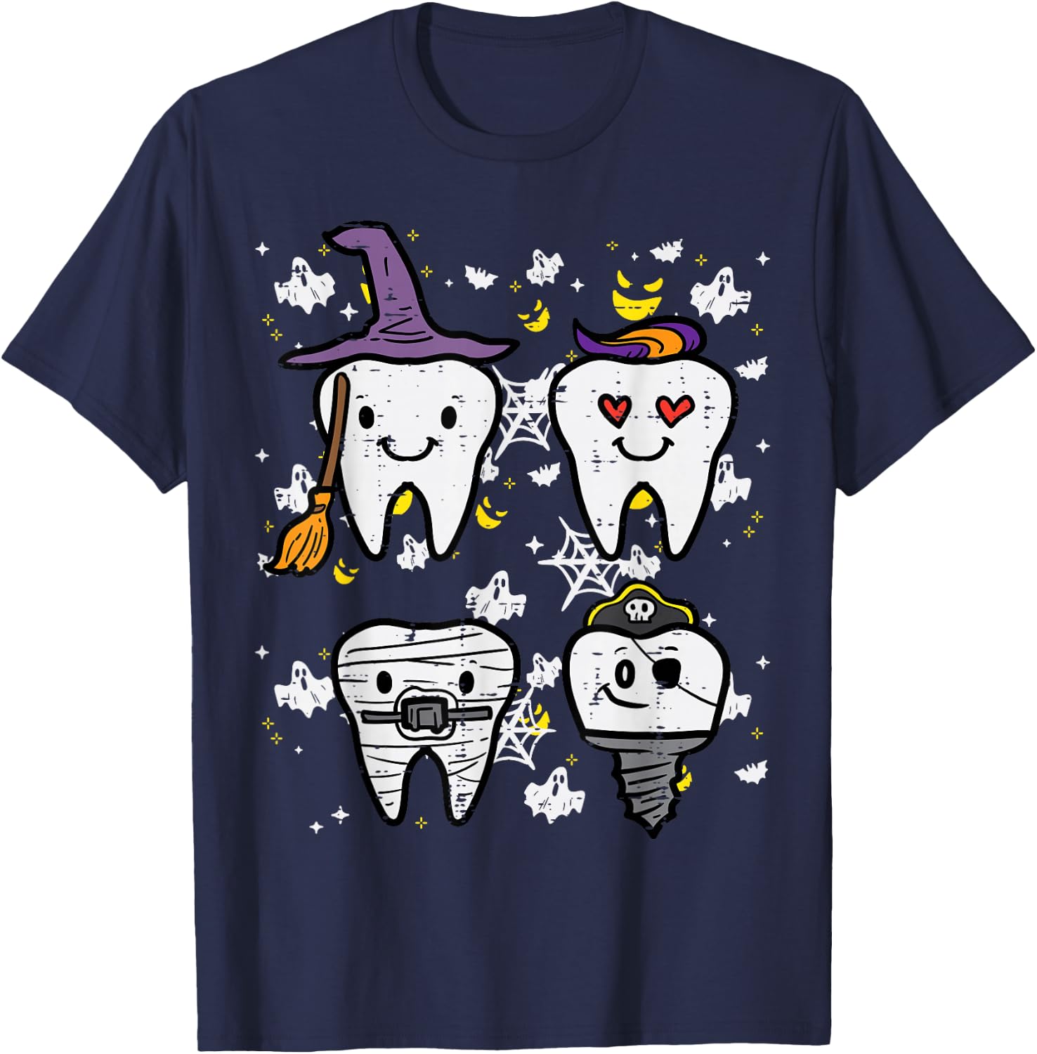 Halloween Dentist Witch Teeth Dental Crew Costume Men Women T-Shirt - T-Shirt | Navy
