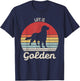Vintage Retro Life Is Golden Shirt Golden Retriever Dog Women Girls Kids T-Shirt - T-Shirt | Navy