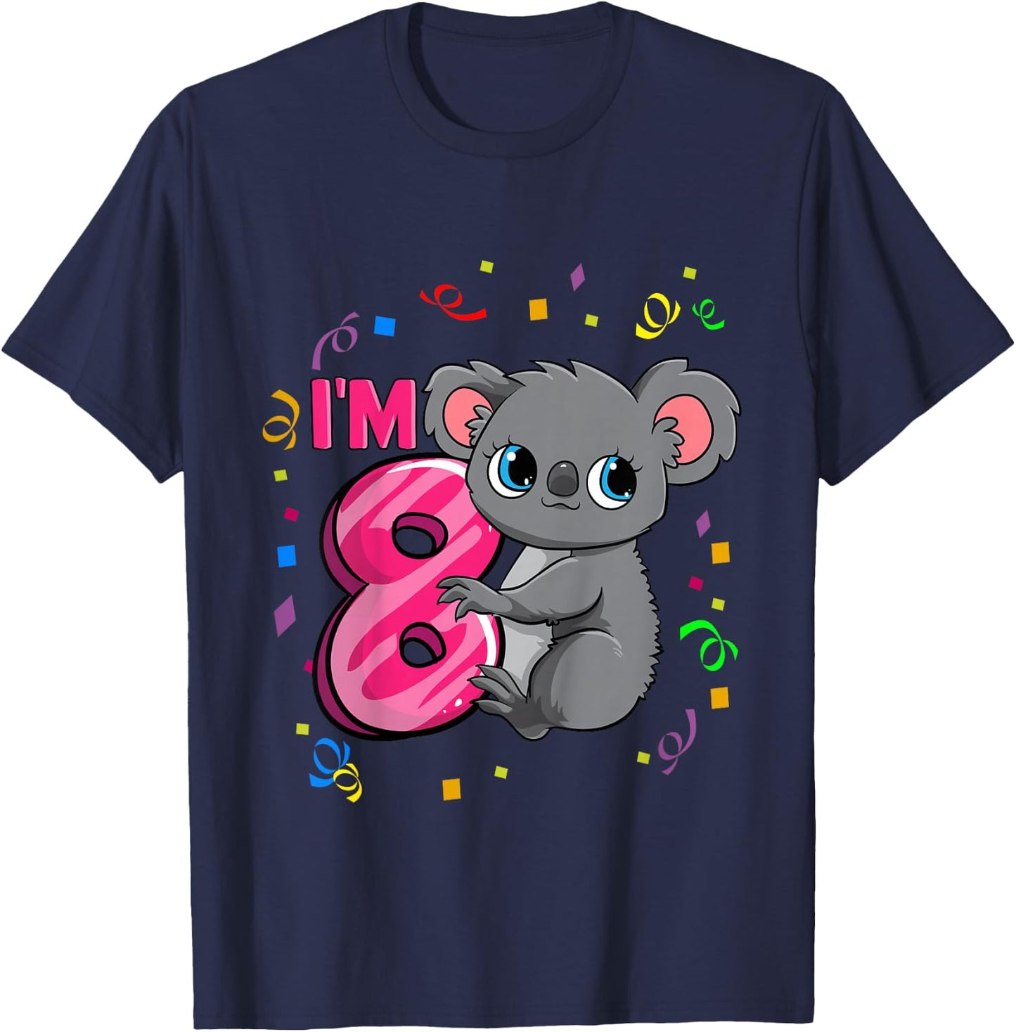 8th Birthday Shirt For Girls Koala Bear 8 Years Old T-Shirt - T-Shirt | Navy
