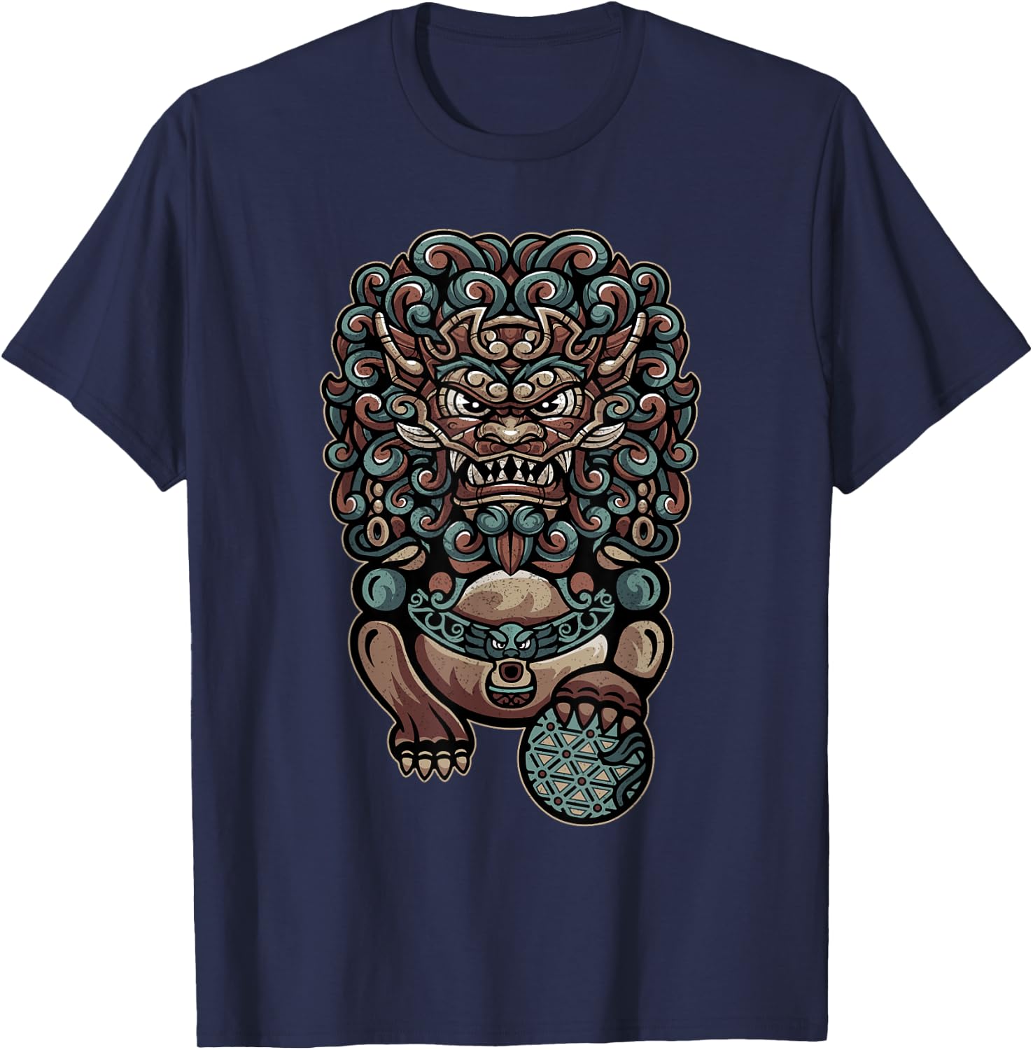 Chinese Guardian Lion Fu Dog or Foo Dog Women T-Shirt - T-Shirt | Navy