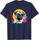 Funny & Retro Vintage 80s Pug Lover T-Shirt - T-Shirt | Navy