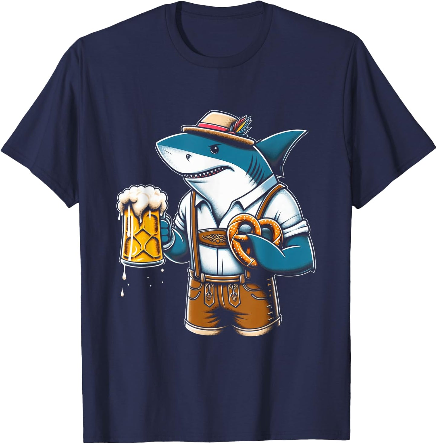 German Oktoberfest Shark Funny Bavarian Men Women T-Shirt - T-Shirt | Navy