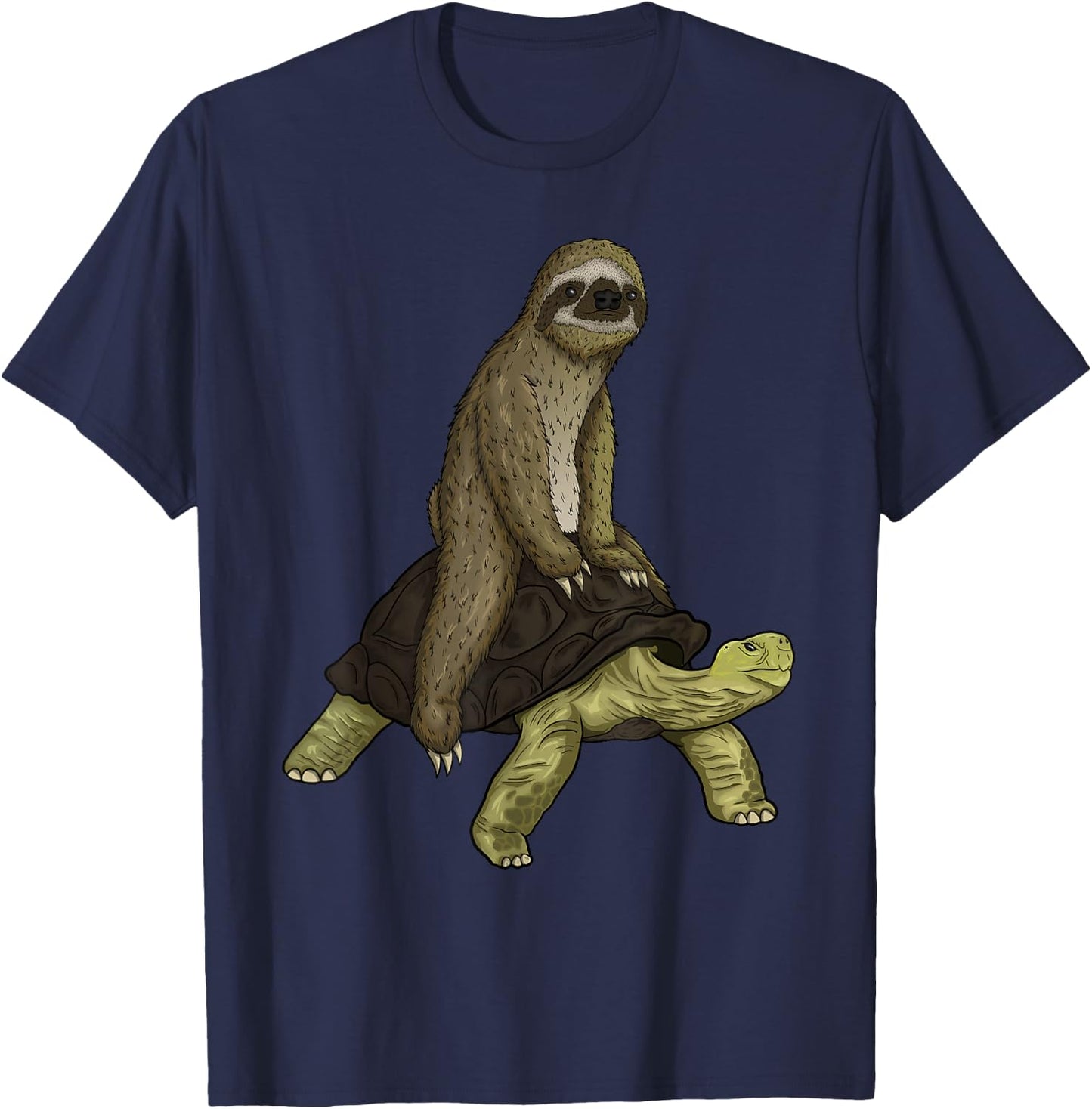 Sloth Turtle Shirt Sloth Riding Tortoise Speed is Relative T-Shirt - T-Shirt | Navy