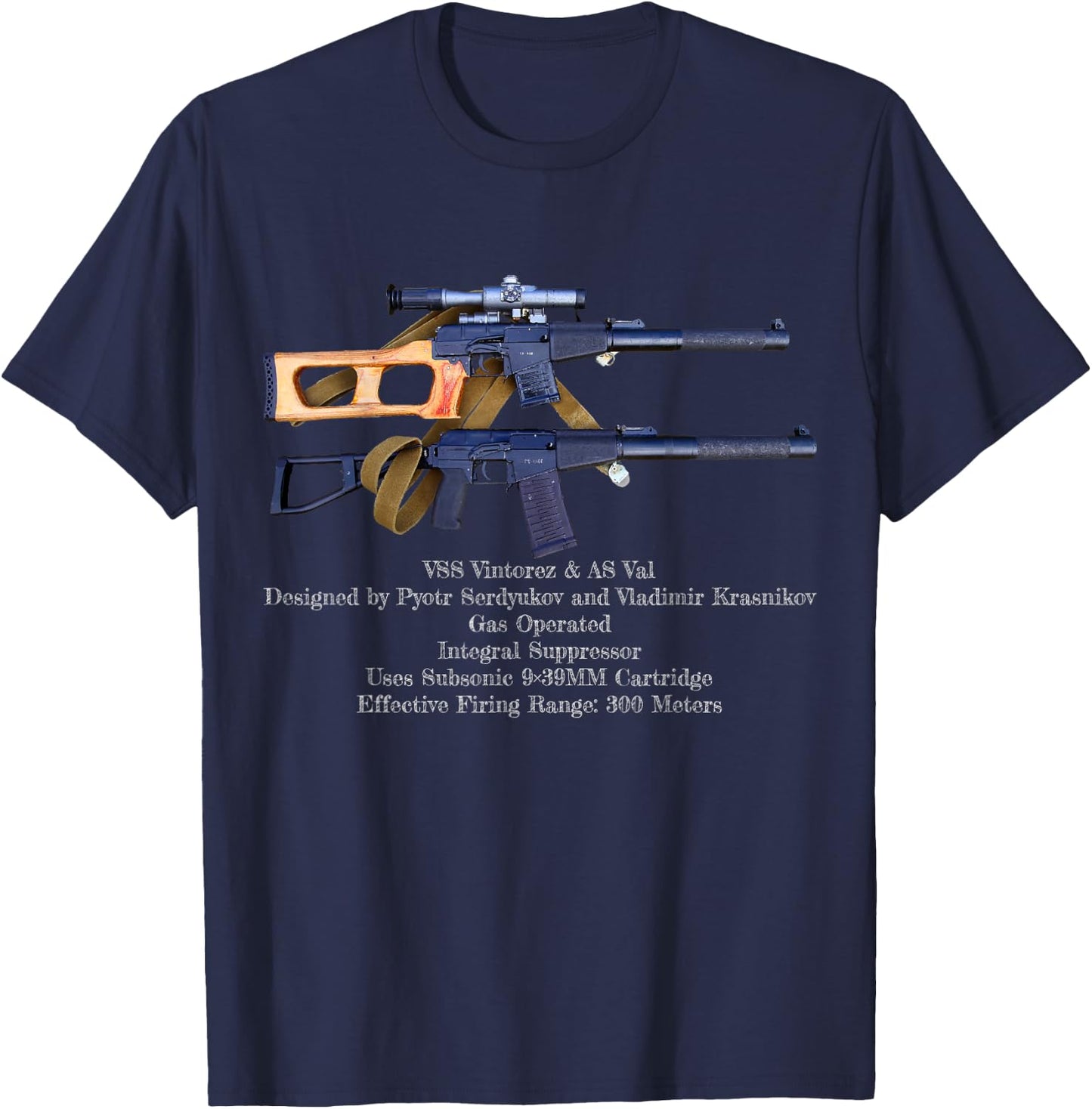 VSS Vintorez Russian Sniper Rifle Gun Scope Specs Gift T-Shirt - T-Shirt | Navy