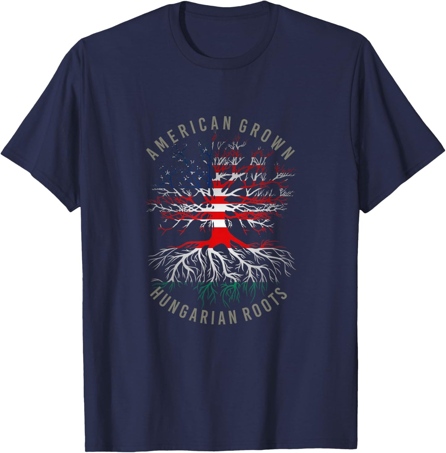 American Grown Hungarian Roots USA Hungary Flag Heritage T-Shirt - T-Shirt | Navy