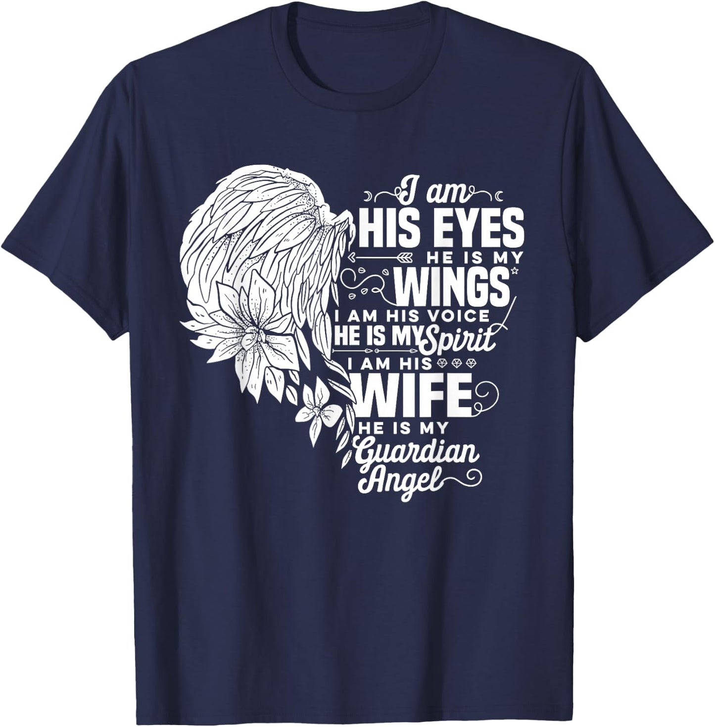 My Husband Is My Guardian Angel Widowed Wife Memorial Day T-Shirt - T-Shirt | Navy